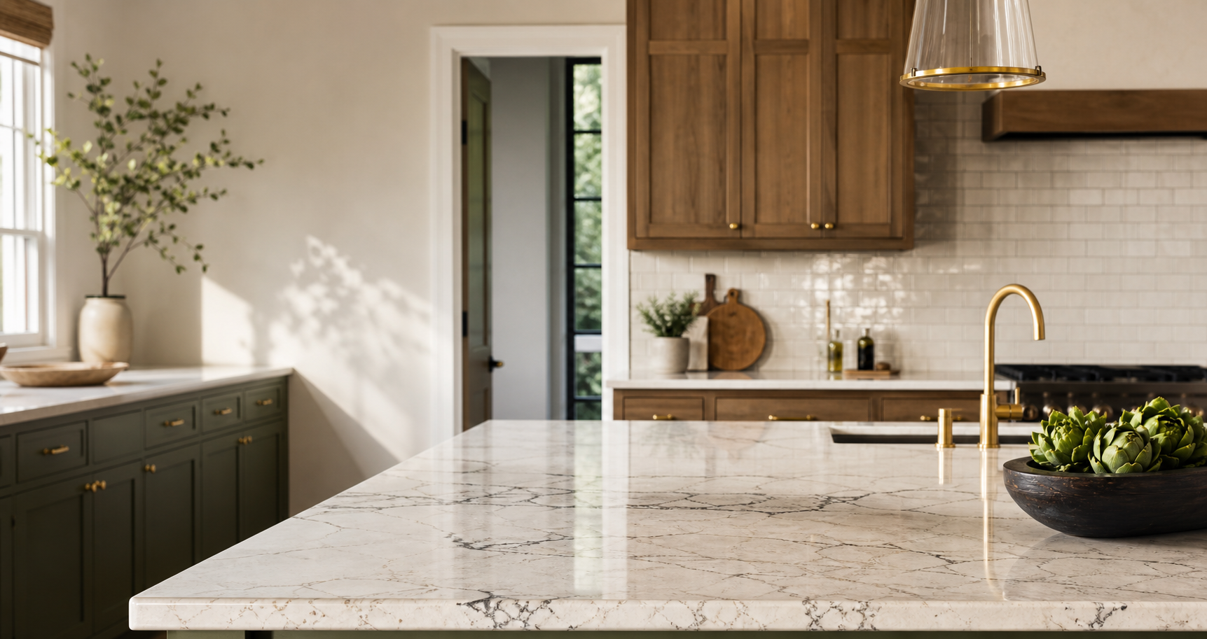 Kitchen with natural stone countertops in Columbus