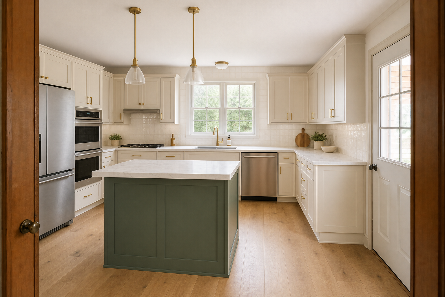Light quartz kitchen